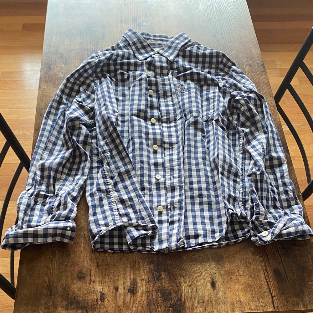Abercrombie & Fitch Navy and White Plaid Shirt